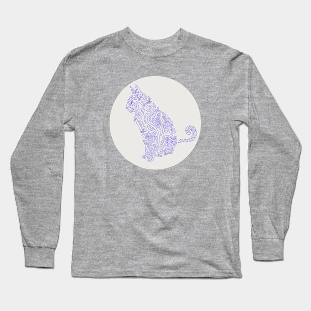 Patterned Cat Long Sleeve T-Shirt by starrify